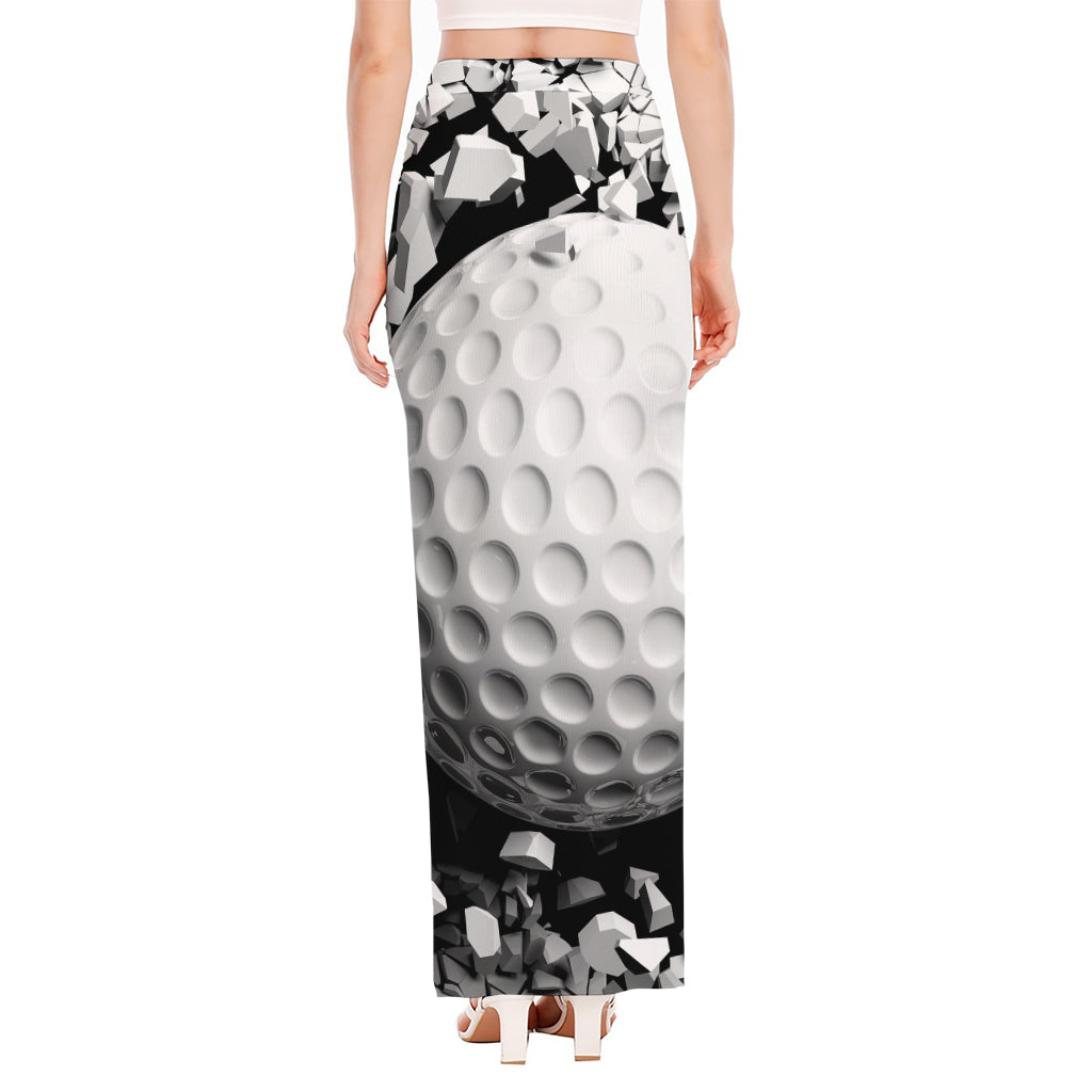 Golf Ball Breaking Wall Print High Slit Maxi Skirt