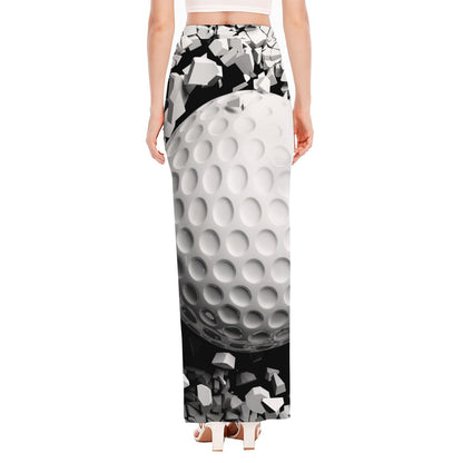 Golf Ball Breaking Wall Print High Slit Maxi Skirt