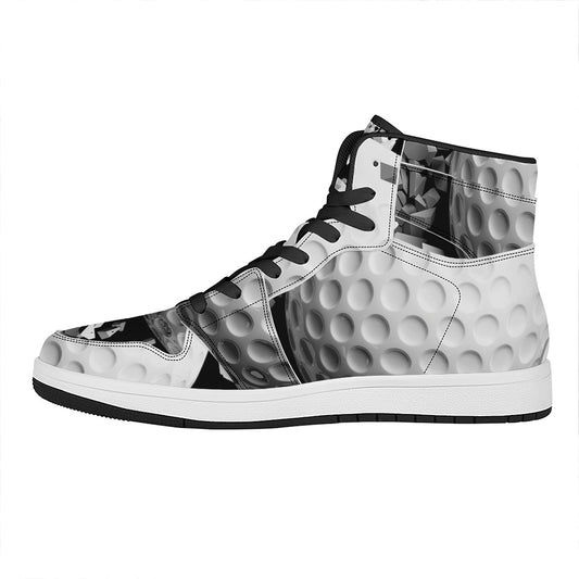 Golf Ball Breaking Wall Print High Top Leather Sneakers