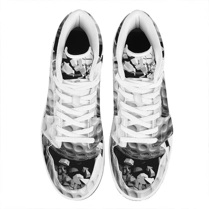 Golf Ball Breaking Wall Print High Top Leather Sneakers