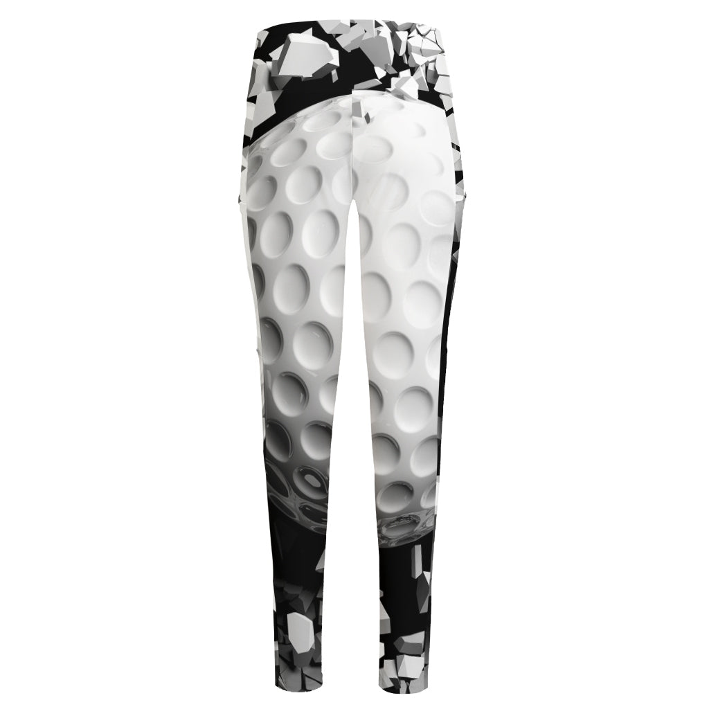 Golf Ball Breaking Wall Print High-Waisted Pocket Leggings