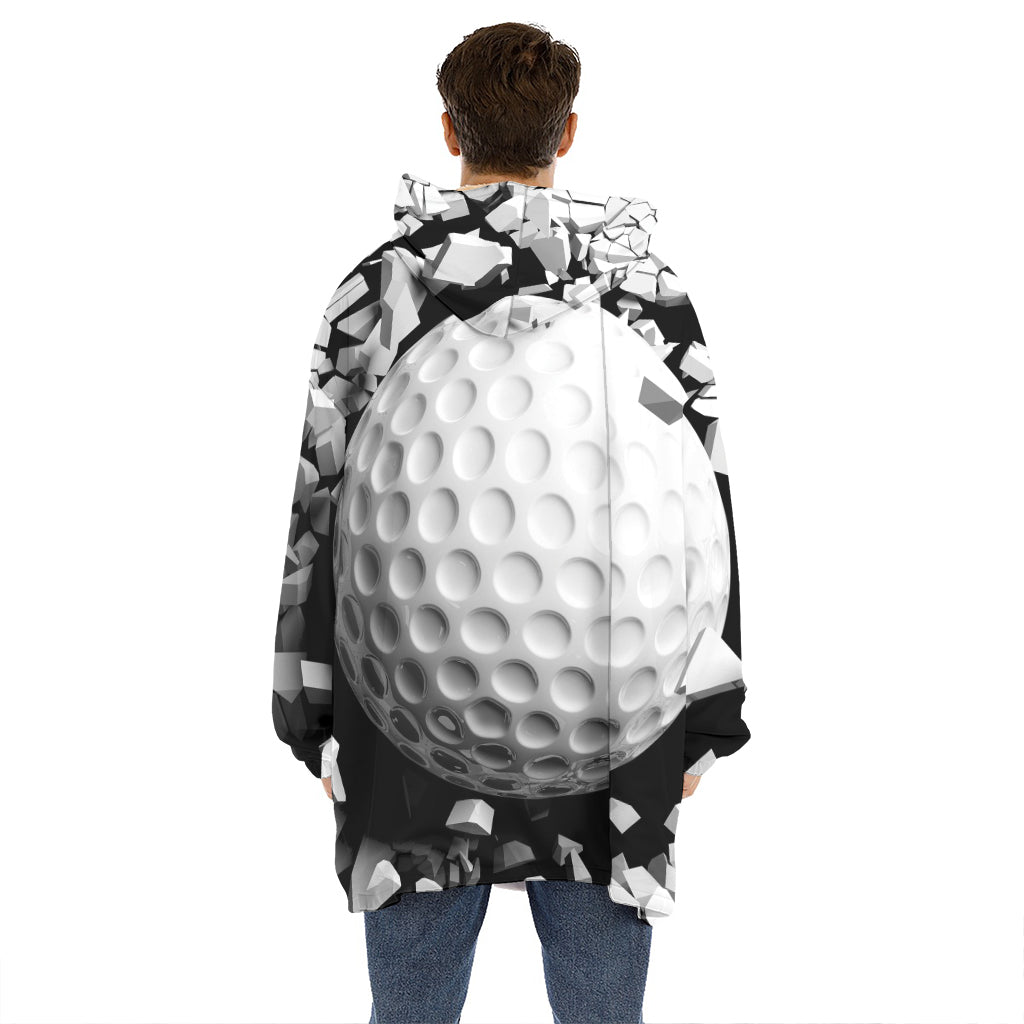Golf Ball Breaking Wall Print Hoodie Blanket