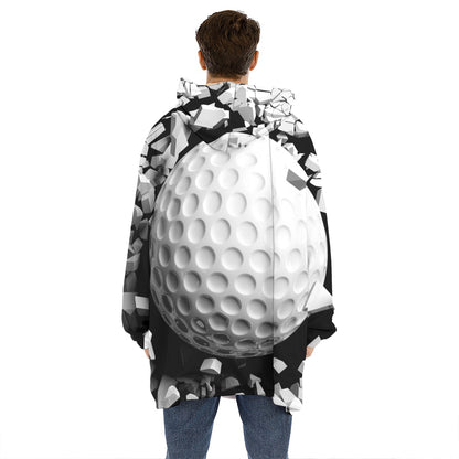 Golf Ball Breaking Wall Print Hoodie Blanket