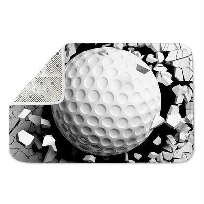 Golf Ball Breaking Wall Print Indoor Door Mat