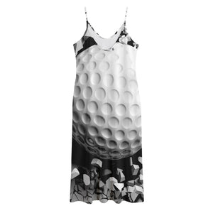 Golf Ball Breaking Wall Print Jersey Midi Cami Dress