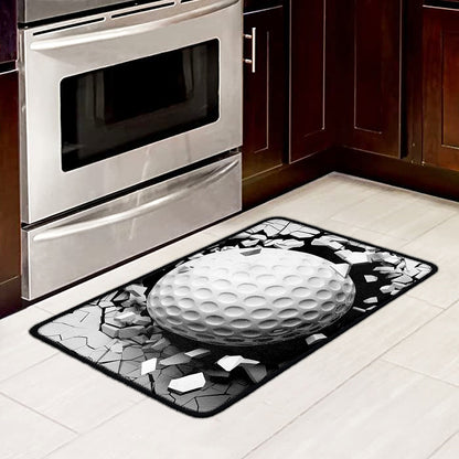 Golf Ball Breaking Wall Print Kitchen Mat