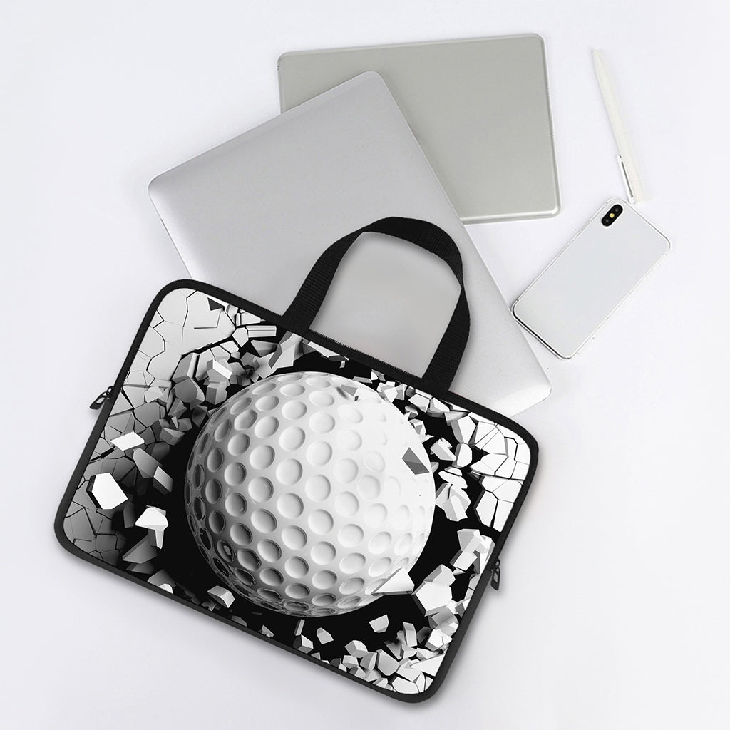 Golf Ball Breaking Wall Print Laptop Sleeve With Handle