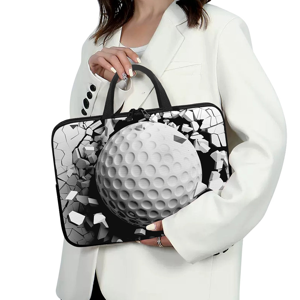 Golf Ball Breaking Wall Print Laptop Sleeve With Handle