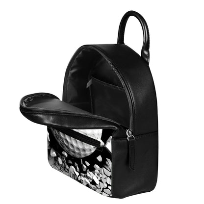 Golf Ball Breaking Wall Print Leather Backpack