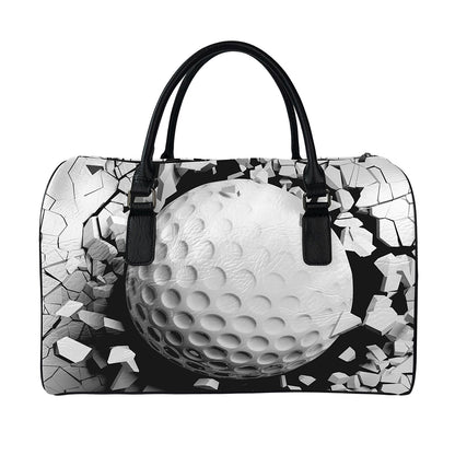 Golf Ball Breaking Wall Print Leather Duffle Bag
