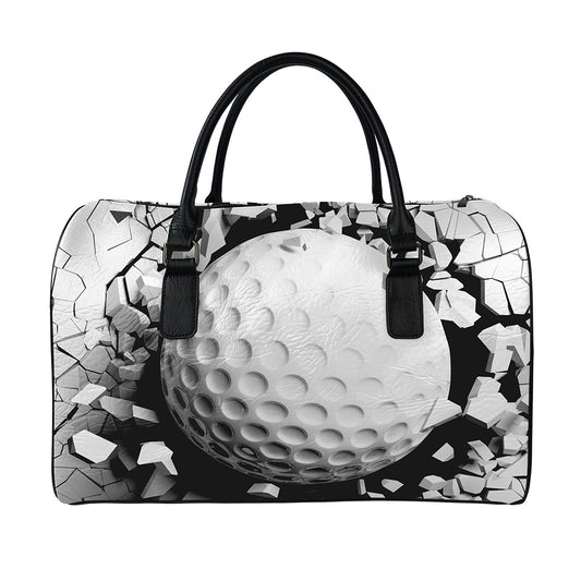 Golf Ball Breaking Wall Print Leather Duffle Bag