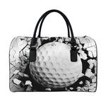 Golf Ball Breaking Wall Print Leather Duffle Bag