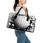 Golf Ball Breaking Wall Print Leather Duffle Bag