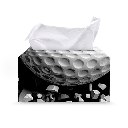 Golf Ball Breaking Wall Print Leather Tissue Box Cover