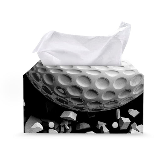 Golf Ball Breaking Wall Print Leather Tissue Box Cover