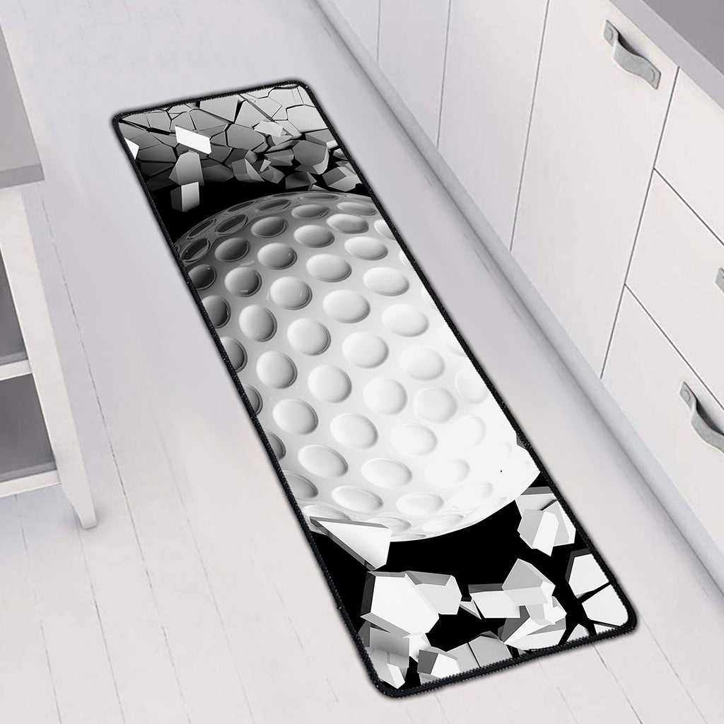 Golf Ball Breaking Wall Print Long Kitchen Mat