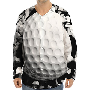 Golf Ball Breaking Wall Print Long Sleeve Baseball Jersey