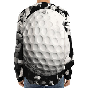 Golf Ball Breaking Wall Print Long Sleeve Baseball Jersey