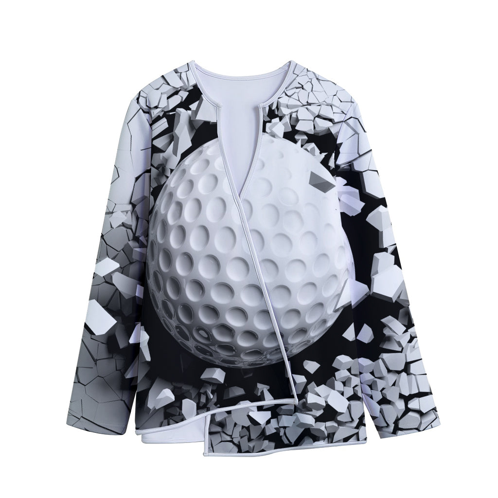 Golf Ball Breaking Wall Print Long Sleeve Short Coat