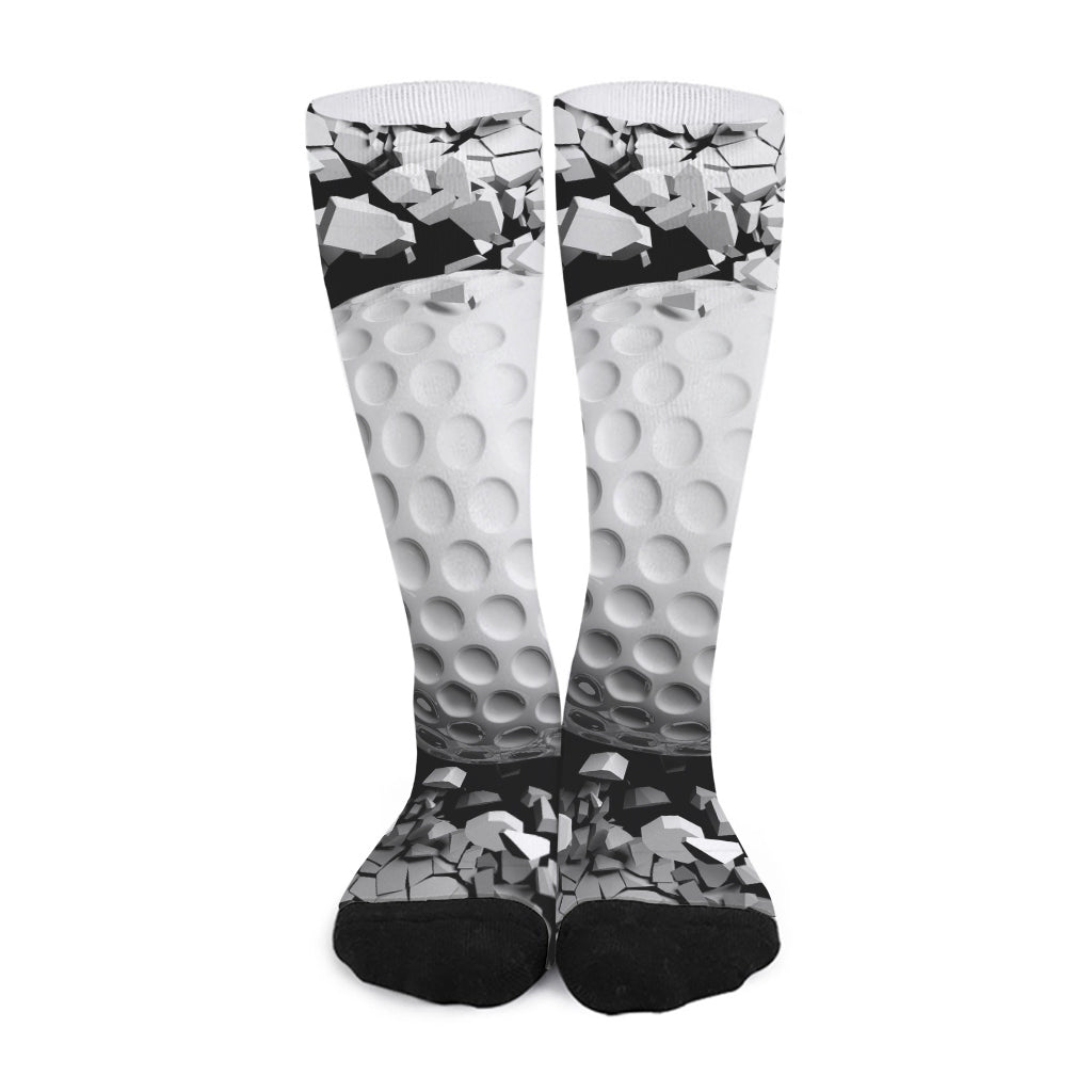 Golf Ball Breaking Wall Print Long Socks