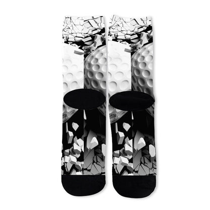 Golf Ball Breaking Wall Print Long Socks