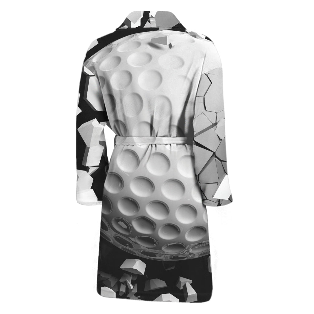 Golf Ball Breaking Wall Print Men's Bathrobe