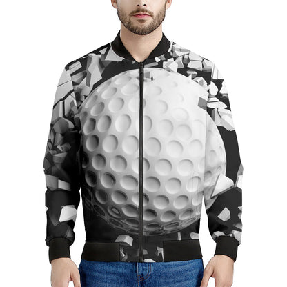 Golf Ball Breaking Wall Print Men's Bomber Jacket