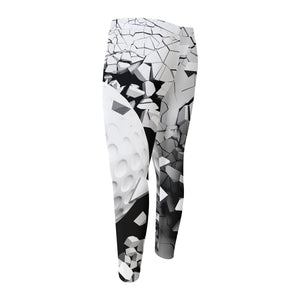 Golf Ball Breaking Wall Print Men's Compression Pants