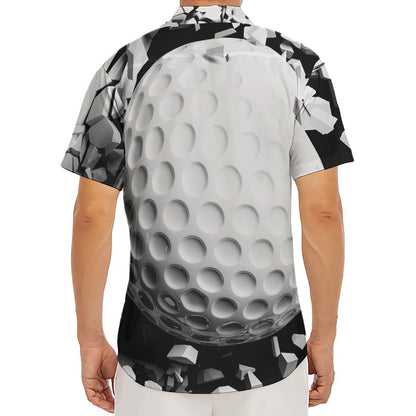 Golf Ball Breaking Wall Print Men's Deep V-Neck Shirt