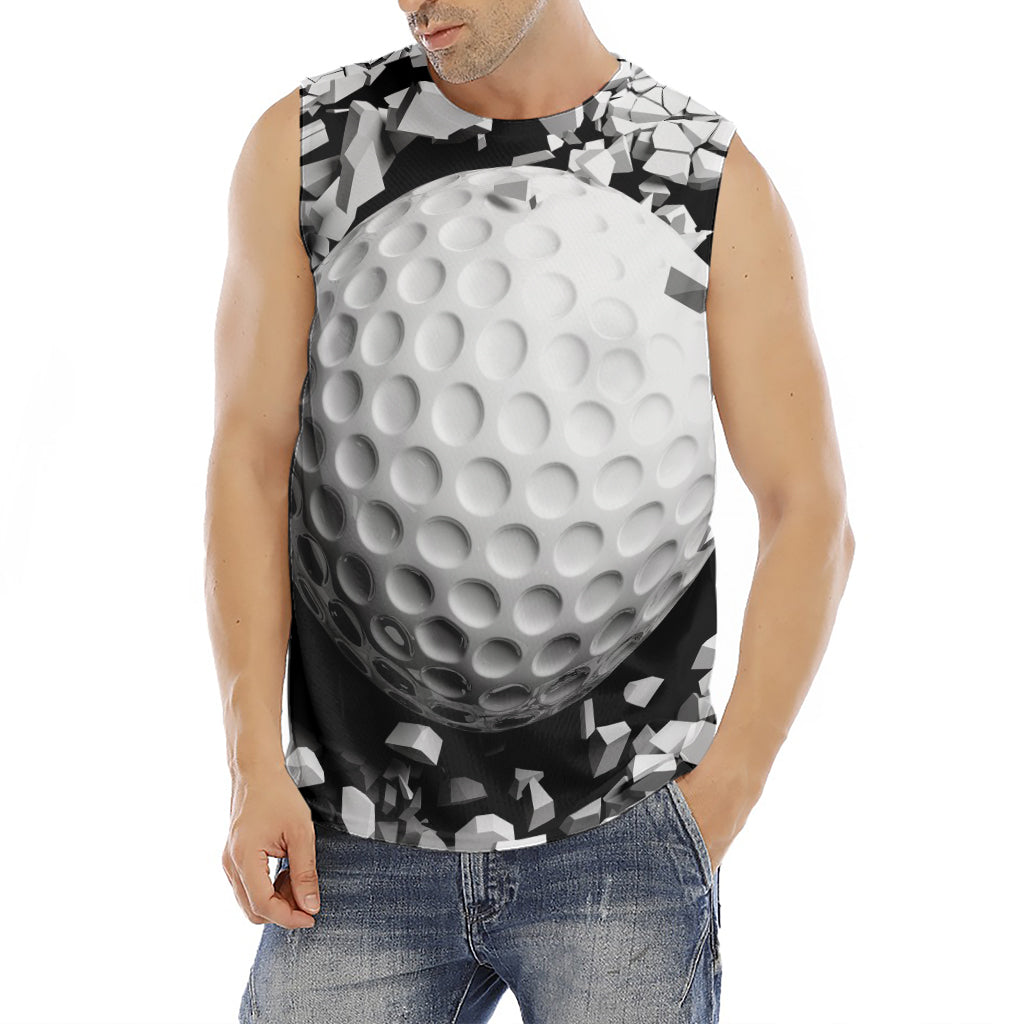Golf Ball Breaking Wall Print Men's Fitness Tank Top
