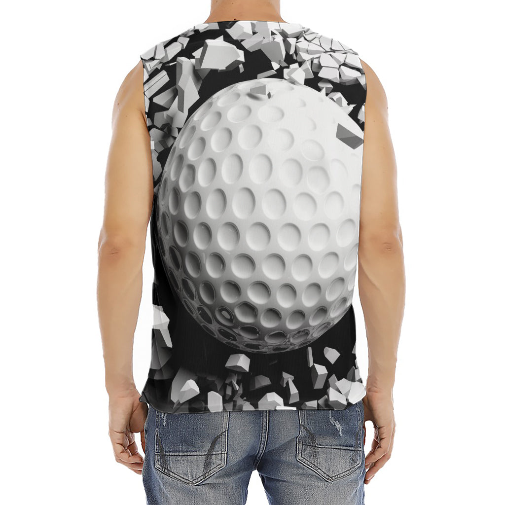 Golf Ball Breaking Wall Print Men's Fitness Tank Top