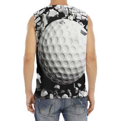 Golf Ball Breaking Wall Print Men's Fitness Tank Top