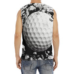 Golf Ball Breaking Wall Print Men's Fitness Tank Top