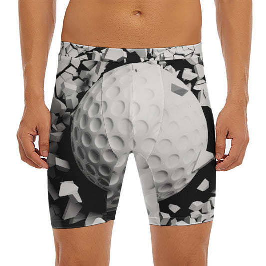 Golf Ball Breaking Wall Print Men's Long Boxer Briefs