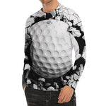 Golf Ball Breaking Wall Print Men's Long Sleeve Rash Guard