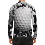 Golf Ball Breaking Wall Print Men's Long Sleeve Rash Guard