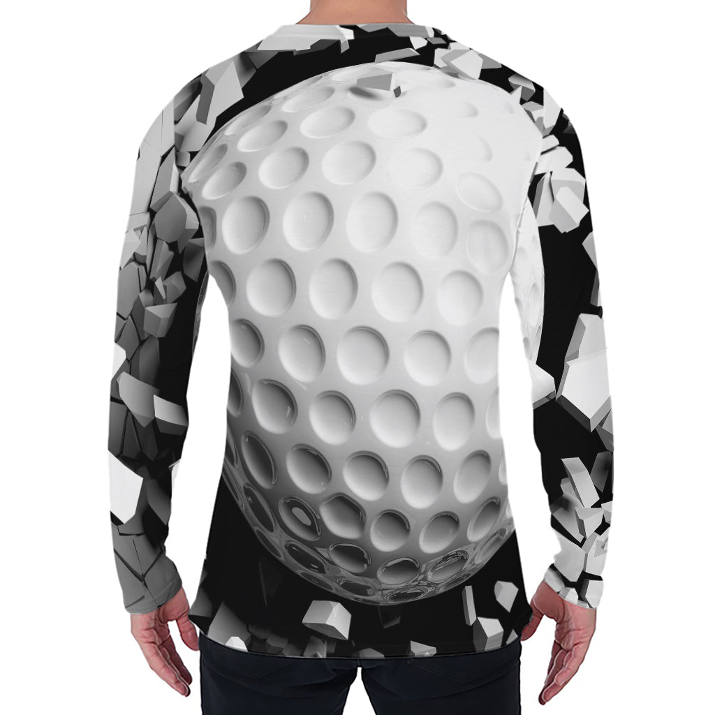 Golf Ball Breaking Wall Print Men's Long Sleeve T-Shirt
