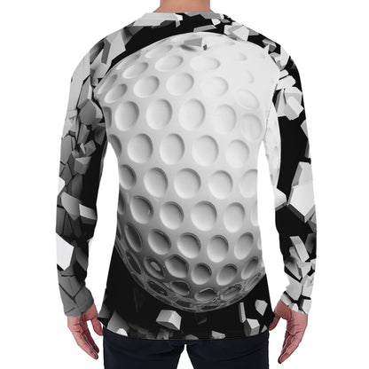 Golf Ball Breaking Wall Print Men's Long Sleeve T-Shirt