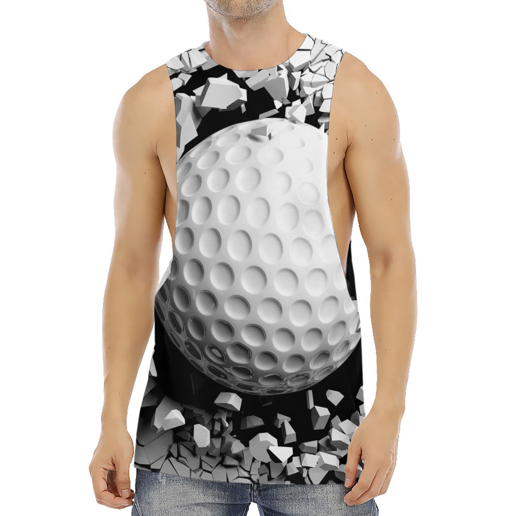 Golf Ball Breaking Wall Print Men's Muscle Tank Top