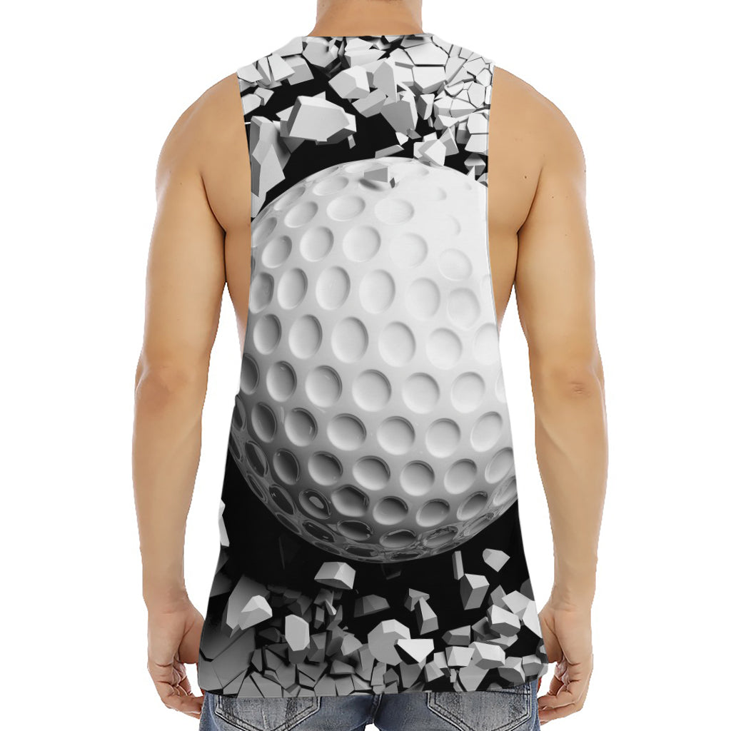 Golf Ball Breaking Wall Print Men's Muscle Tank Top