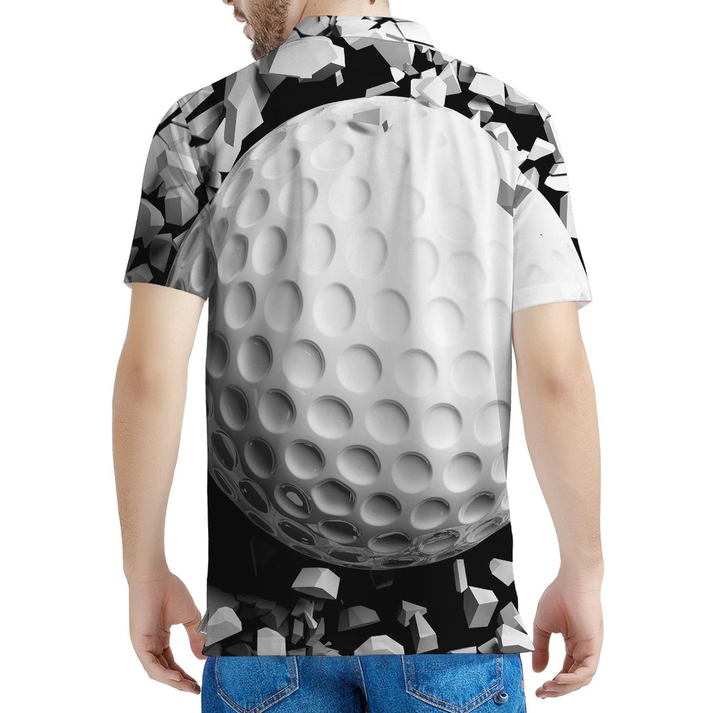 Golf Ball Breaking Wall Print Men's Polo Shirt
