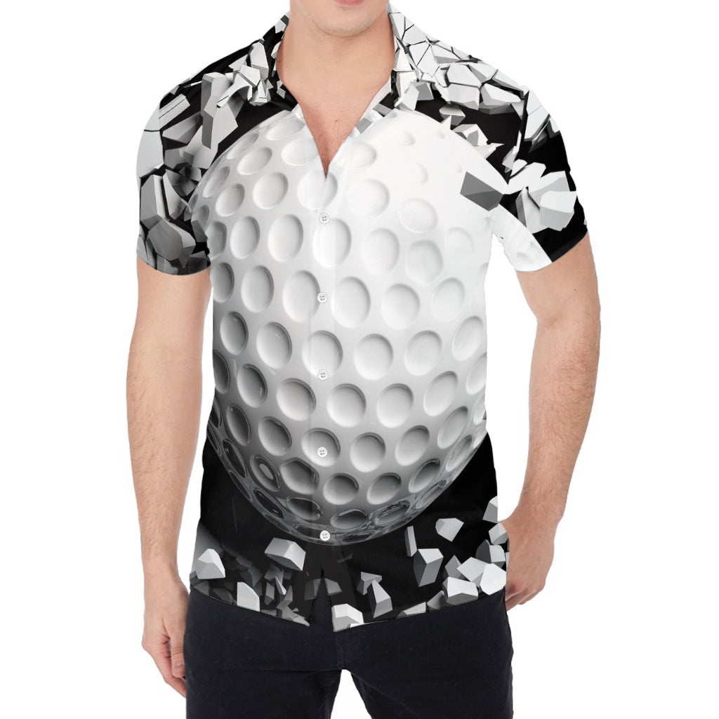 Golf Ball Breaking Wall Print Men's Shirt