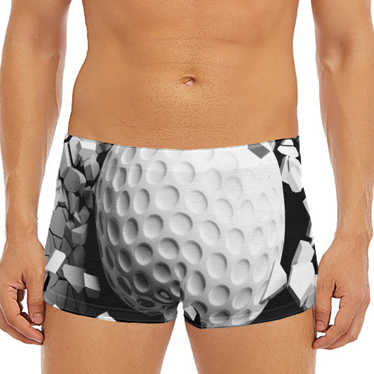Golf Ball Breaking Wall Print Men's Short Boxer Briefs
