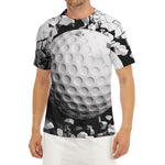 Golf Ball Breaking Wall Print Men's Short Sleeve Rash Guard