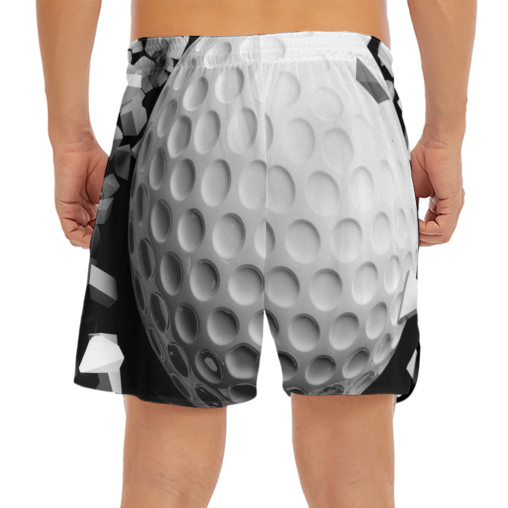Golf Ball Breaking Wall Print Men's Split Running Shorts