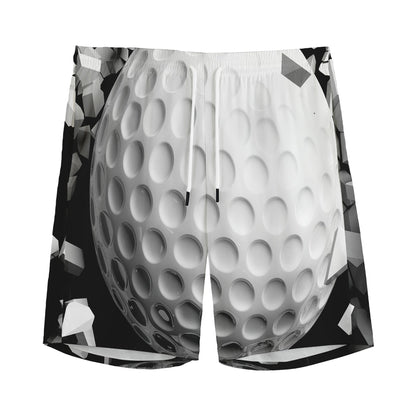 Golf Ball Breaking Wall Print Men's Sports Shorts