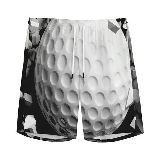 Golf Ball Breaking Wall Print Men's Sports Shorts