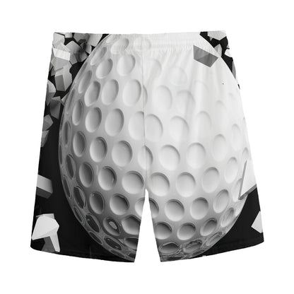 Golf Ball Breaking Wall Print Men's Sports Shorts