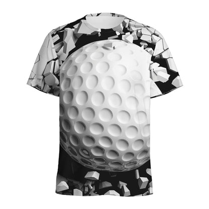 Golf Ball Breaking Wall Print Men's Sports T-Shirt