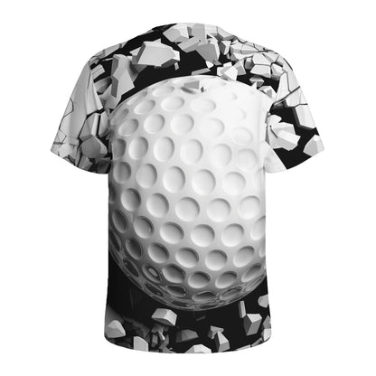 Golf Ball Breaking Wall Print Men's Sports T-Shirt